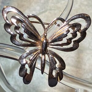 Vintage Gold Butterfly Brooch - Costume Jewelry